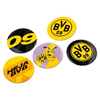 Borussia Dortmund BVB Ansteckbuttons 5er-Set mit EMMA & Logo